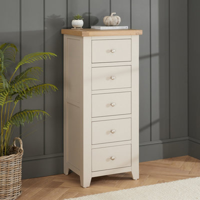 The Furniture Market Cheshire Dove Grey 5 Drawer Tallboy Chest from B&Q