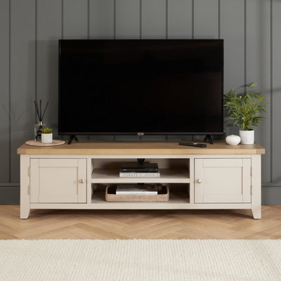 The Furniture Market Cheshire Dove Grey Painted Extra Large Tv Stand Unit Up To 80 Widescreen Size from B&Q