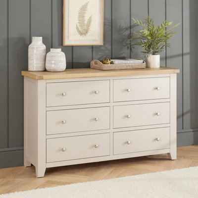 The Furniture Market Cheshire Dove Grey Painted Large Wide 6 Drawer Chest from B&Q