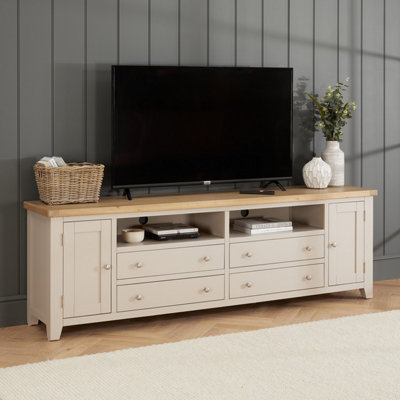 The Furniture Market Cheshire Dove Grey Painted Xxl Widescreen Tv Unit Stand Up To 100 Tv Size from B&Q