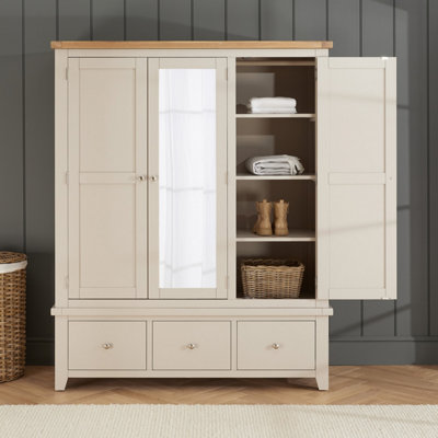 The Furniture Market Cheshire Dove Grey Painted Triple 3 Door Wardrobe With 3 Drawers from B&Q