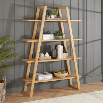 The Furniture Market Marbury Oak A-Shape Open Display Bookcase from B&Q