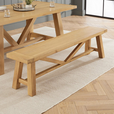 The Furniture Market Marbury Oak Large Trestle Bench Seating 3 Seater from B&Q