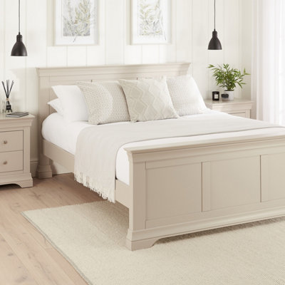 The Furniture Market Wilmslow Dove Grey Painted 6Ft Super King Size Panel Bed from B&Q