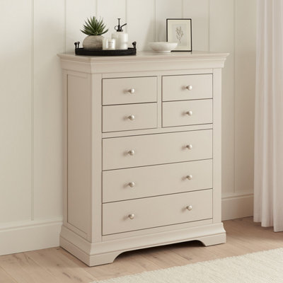The Furniture Market Wilmslow Dove Grey Painted Tall 4 Over 3 Drawer Chest from B&Q