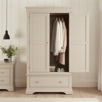 The Furniture Market Wilmslow Dove Grey Painted 2 Door Double Wardrobe With Drawer from B&Q