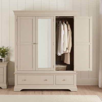 The Furniture Market Wilmslow Dove Grey Painted 3 Door Triple Wardrobe With Mirror from B&Q
