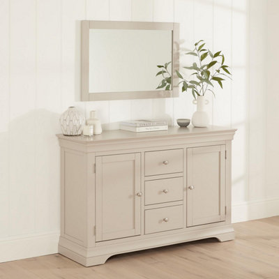The Furniture Market Wilmslow Dove Grey Painted Wall Mirror Solid Wood Frame 90Cm X 60Cm from B&Q