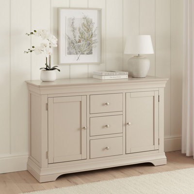 The Furniture Market Wilmslow Dove Grey Painted Large 3 Drawer 2 Door Sideboard from B&Q