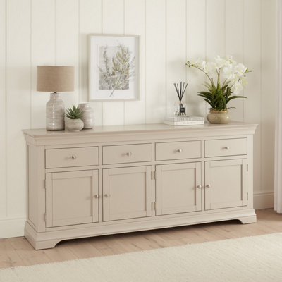 The Furniture Market Wilmslow Dove Grey Painted Extra Large 4 Drawer 4 Door Sideboard from B&Q