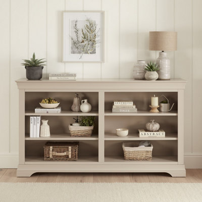 The Furniture Market Wilmslow Dove Grey Painted Wide Low Double Bookcase from B&Q