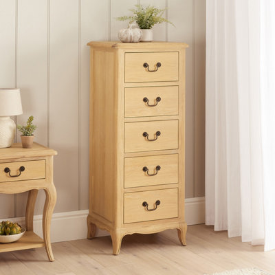 The Furniture Market French Chateau Oak 5 Drawer Tallboy Chest from B&Q