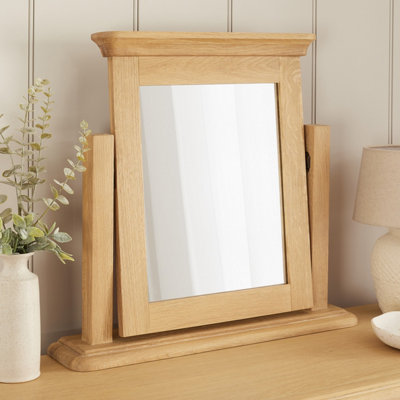 The Furniture Market French Chateau Oak Vanity Dressing Table Mirror Solid Adjustable Hinged Mirror Timeless French Design Natural Whitewash Finish from B&Q