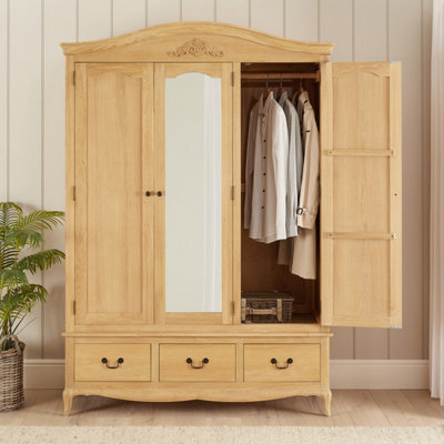 The Furniture Market French Chateau Oak Triple Wardrobe With Mirror from B&Q