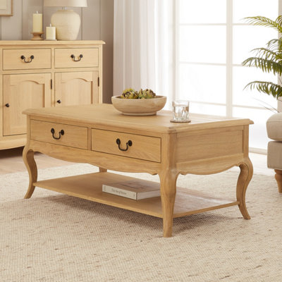 The Furniture Market French Chateau Oak 2 Drawer Coffee Table from B&Q