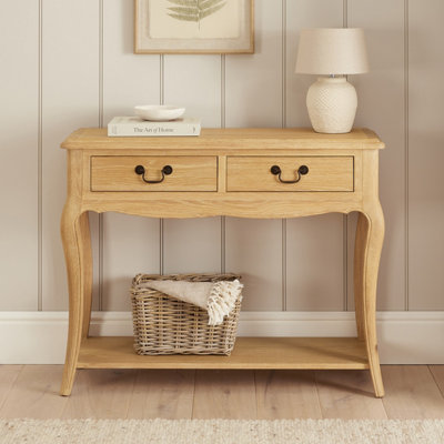 The Furniture Market French Chateau Oak 2 Drawer Console Table from B&Q