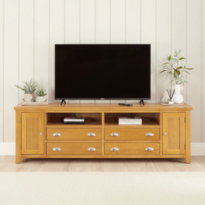 The Furniture Market Cheshire Oak Xxl Widescreen Tv Unit Stand Up To 100 Tv Size from B&Q