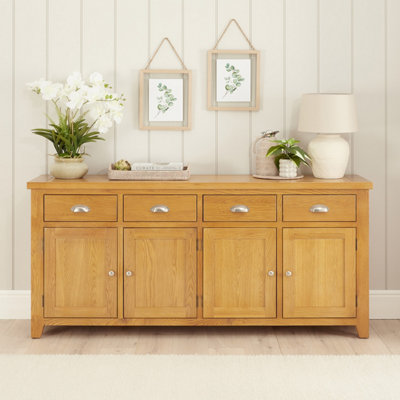 The Furniture Market Cheshire Oak Extra Large 4 Drawer 4 Door Sideboard from B&Q