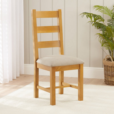 The Furniture Market Cheshire Oak Ladder Dining Chair With Natural Fabric Seat from B&Q