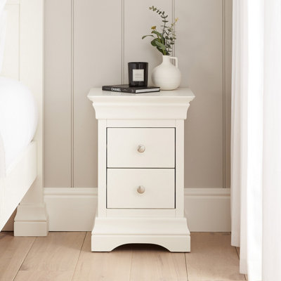 The Furniture Market Wilmslow White Painted 2 Drawer Slim Bedside Table Elegant French Inspired DesignCompact SizeSatin Paint Finish from B&Q