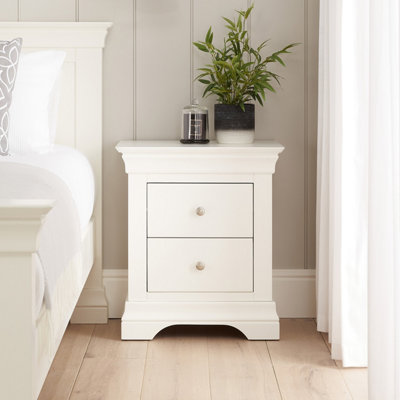 The Furniture Market Wilmslow White Painted 2 Drawer Bedside Table Elegant French Inspired DesignSpacious Nightstand For BedroomsWhite Satin Finish from B&Q