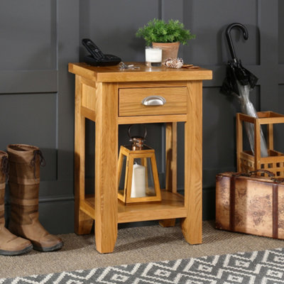 The Furniture Market Cheshire Oak 1 Drawer Small Console Telephone Table Premium Quality Side Table Elegant And Durable Design Ideal For Living Rooms from B&Q