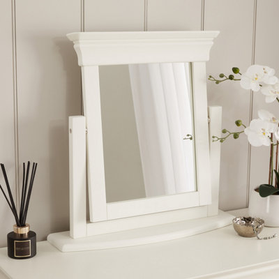 The Furniture Market Wilmslow White Painted Vanity Dressing Mirror Elegant French Inspired DesignAdjustable AngleSatin Paint Finish from B&Q
