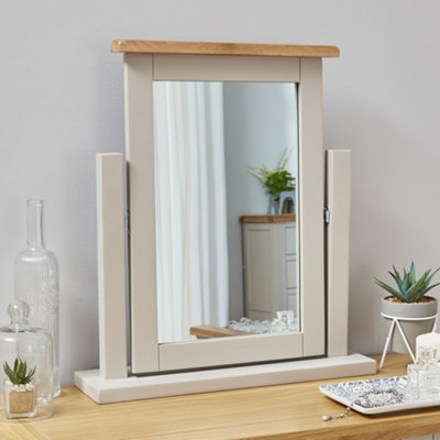 The Furniture Market Cotswold Grey Painted Dressing Table Mirror With Adjustable TiltLimed Oak TopSolid Pine FrameStylish And Durable from B&Q
