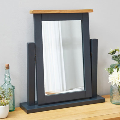 The Furniture Market Cotswold Charcoal Grey Painted Vanity Dressing Table Mirror Solid Pine FrameHandcraftedMinor AssemblyElegant from B&Q