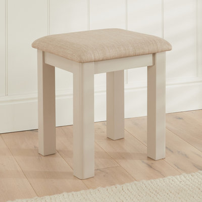 The Furniture Market Marbury Putty Grey Painted Dressing Table Stool Upholstered Natural Oatmeal Fabric Seat Pad Timeless Charm For Any Bedroom from B&Q