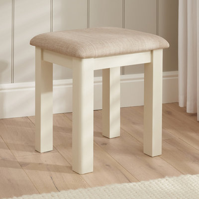 The Furniture Market Marbury Cream Painted Dressing Table Stool Upholstered Natural Oatmeal Fabric Seat Pad Timeless Charm For Any Bedroom from B&Q