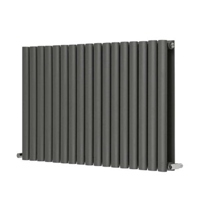 B&Q -   Anthracite Double Oval Panel Designer Column Horizontal Radiator(H) 600 X (W) 1020mm
