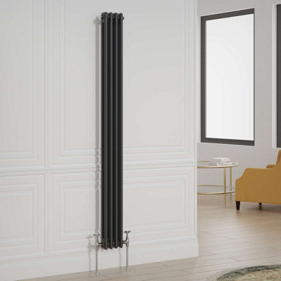 G-Rad G-Rad Black Double Column Vertical Cast Iron Radiator(H) 1800 X (W) 200mm from B&Q
