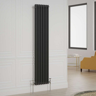 G-Rad G-Rad Black Double Column Vertical Cast Iron Radiator(H) 1800 X (W) 370mm from B&Q