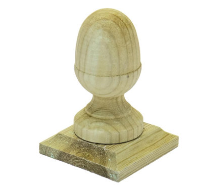 MD Carpentry Workshop LTD Timber Wooden Fence Post Cap & Acorn Finial (Green Stain) from B&Q