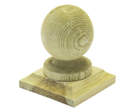 MD Carpentry Workshop LTD Timber Wooden Fence Post Cap & Ball Finial (Green Stain) from B&Q