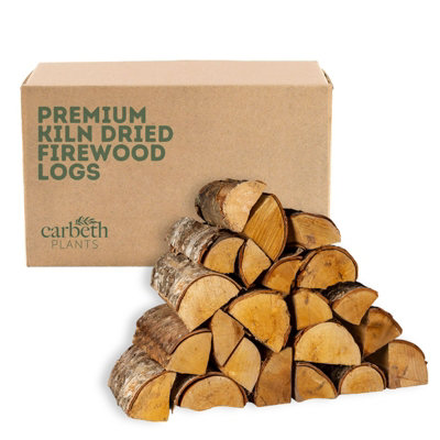 Carbeth Plants Light Kiln Dried Birch Hardwood Logs - Ready To Brun Firewood For Wood Burners, Fireplaces, Stoves, Fire Pits & Pizza Ovens 25Kg