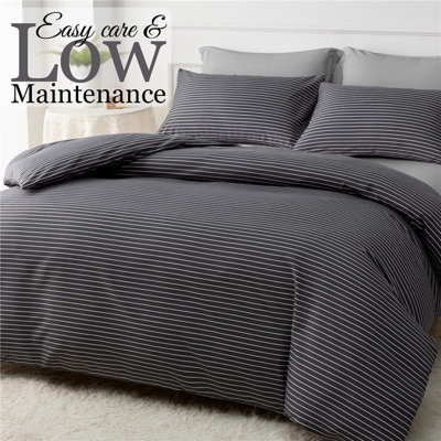 Pamposh Grace Stripe Double Duvet Set Premium Microfiber Reversible Double Duvet Cover 3 Pcs Ultrasoft Hypoallergenic With Zipper Closure from B&Q