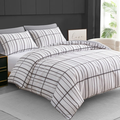 Lazzaro Premium Reversible Duvet Cover Set With Zipper Closure And Corner Ties