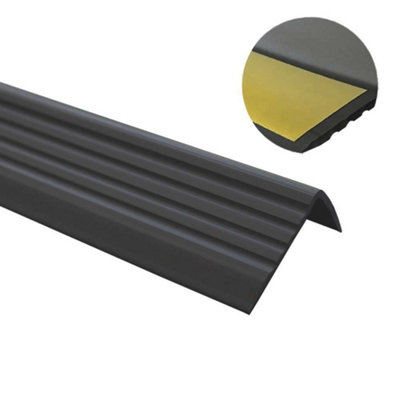 Quest Anti Slip Stair Nosing Flexible Self-Adhesive 40X25mm 735-NdBlack1.2M from B&Q
