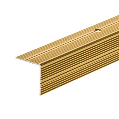 Cezar Premium 30 X 30mm N30S Anodised Aluminium Ribbed Treads Edge TrimGold1.0M from B&Q