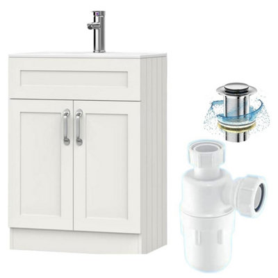Belofay 500mm Bathroom Vanity Unit With BasinWhite Ceramic Bathroom Sink With Trap And WasteNo Tap Included(Crawley White) from B&Q