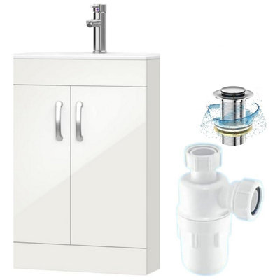 Belofay 500mm Bathroom Vanity Unit With BasinWhite Ceramic Bathroom Sink With Trap And WasteNo Tap Included(New York White) from B&Q