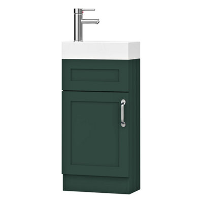 Belofay 400mm Bathroom Vanity Units With Basin With White Ceramic Bathroom Sink Soft Close Hinges & 1 Tap Hole (Crawley Green) from B&Q