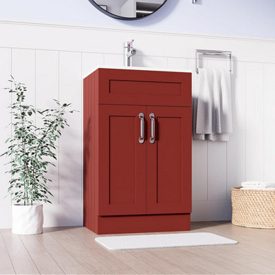 Belofay 500mm Bathroom Vanity Units With Basin With White Ceramic Bathroom Sink Soft Close Hinges & 1 Tap Hole(Crawley Terracotta) from B&Q