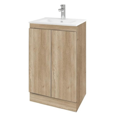 Belofay 600mm Denvor Wood Grains Laquered Cloakroom Vanity Unit With BasinWith 1 Tap Hole Ceramic Basin And Soft Close Hinges from B&Q