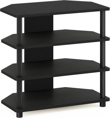 Turnntube Easy Assembly 4Tier Petite Entertainment Center Tv Stand Tv Unit Tv Desk, Blackwood Black/black