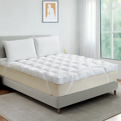Belofay Dream Fit  Mattress Topper ,10Cm Extra Thick Mattress Topper ,100% Cotton Top 1400Gsm Polyester Fill from B&Q