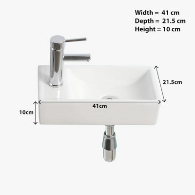 Ceramic Bathroom Sink Wash Basin, Bathroom Vessel Sink Corner Sink Cloakroom Sink Small Cloakroom Basin Rectangle Ceramic Wash Ba