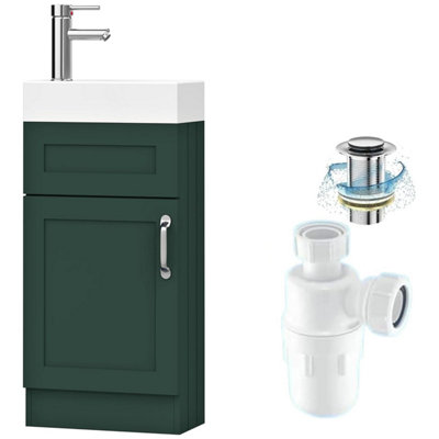 Belofay 400mm Bathroom Vanity Unit With BasinWhite Ceramic Bathroom Sink With Trap And WasteNo Tap Included(Crawley Green) from B&Q